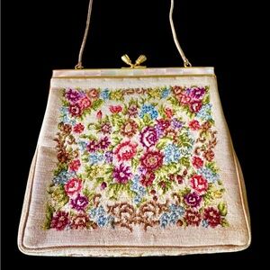 Floral Vintage Needlepoint shabby chic purse